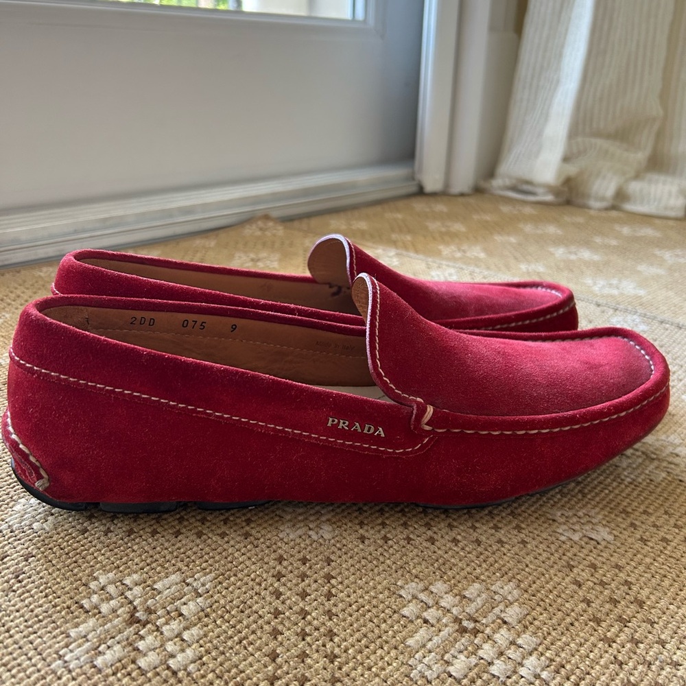 PRADA Men’s Red Suede Driving Loafers Prada Size 9 ( US 10)